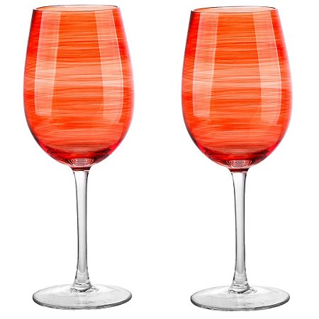 JOGO DE 2 TACAS PARA VINHO JOY EM VIDRO 485ML CORAL