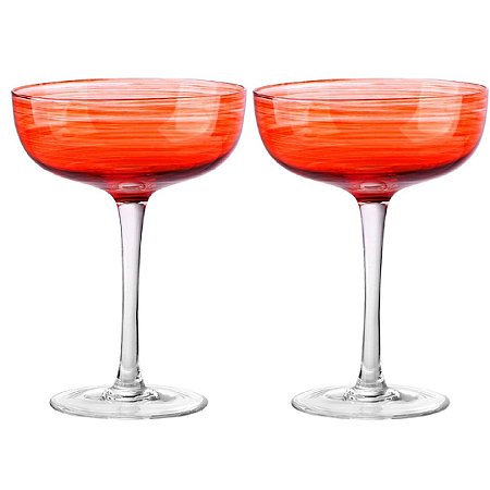 JOGO DE 2 TACAS PARA COQUETEL JOY EM VIDRO 325ML CORAL