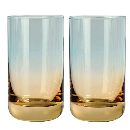 JOGO DE 4 COPOS BAIXOS CANON EM VIDRO 240ML AZUL/AMBAR