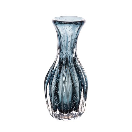 VASO DECORATIVO DE VIDRO ITALY AZUL 9,5CM X 20CM - WOLFF