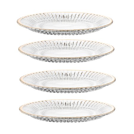 CJ 4 PRATOS PARA SOBREMESA DE CRISTAL IMPERATRIZ 20CM WOLFF