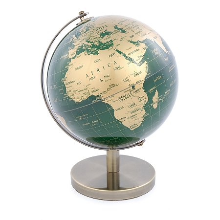 GLOBO TERRESTRE DECORATIVO METAL DOURADO/VERDE 12X12X20CM
