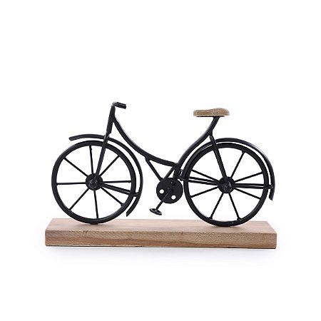 ESCULTURA DECORATIVA BICICLETA MADEIRA NAT 5X26X16CM