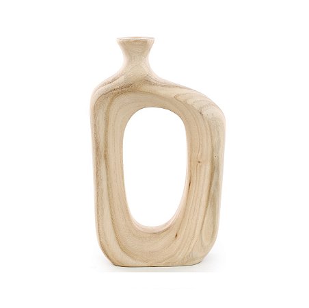 VASO DECORATIVO MADEIRA NATURAL  30X17X5CM