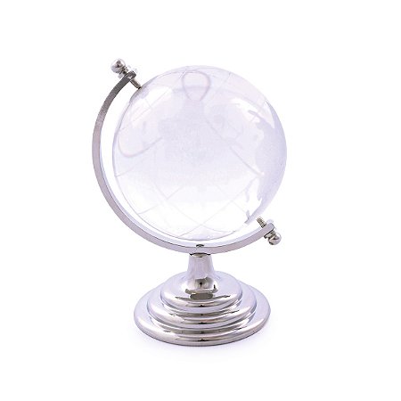GLOBO TERRESTRE DECORATIVO CRISTAL INCOLOR 7,5X9X12CM