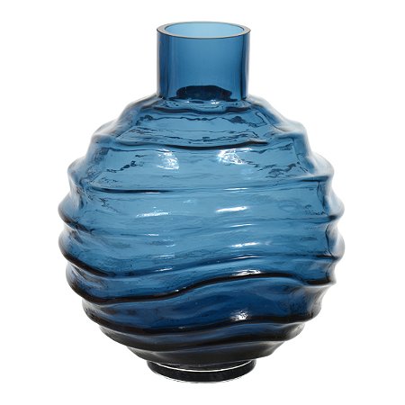 VASO DECORATIVO VIDRO AZUL 24,5CMX21CM FLORARTE