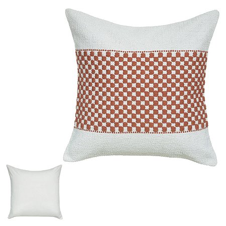 ALMOFADA ALGODAO MARROM QUADRICULADO 50X50cm FLORARTE