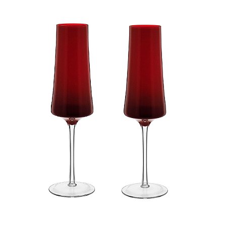 JG 2PÇ TAÇAS CHAMPANHE LATOUR VIDRO VERMELHO 210ml