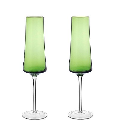 JG 2PÇ TAÇAS CHAMPANHE LATOUR VIDRO VERDE 210ml