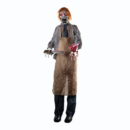 ZUMBI DECOR SERRA ELETRICA LUZ SOM MOVIMENTO170CM HALLOWEEN