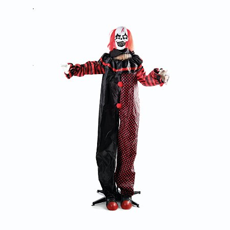PALHACO DECORATIVO FELIX LUZ SOM MOVIMENTO 170CM HALLOWEEN f