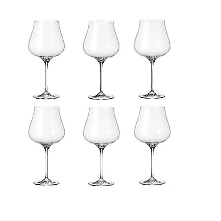 Jg 6 Taças de Cristal Bohemia Burgundy Limosa Gastro 740ml