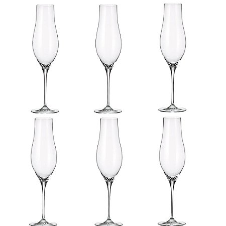 Jogo 6 taças p/ champanhe Limosa em cristal Bohemia 300ml