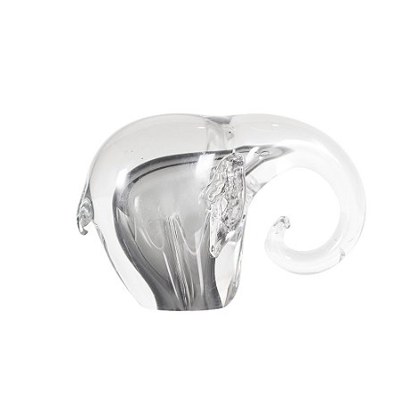 ESCULTURA  ELEFANTE DECORATIVO EM VIDRO FUME 11x19CM