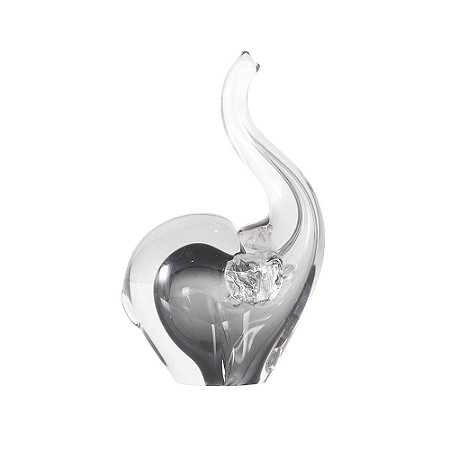 ESCULTURA  ELEFANTE DECORATIVO EM VIDRO FUME 23CM