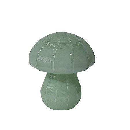 ESCULTURA DECORATIVA COGUMELO EM VIDRO VERDE 13.8CM