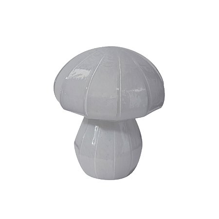 ESCULTURA DECORATIVA COGUMELO EM VIDRO BRANCO 17.3CM