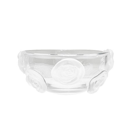 VASO EM VIDRO C\ DETALHE EM FLORES TRANSPARENTE MURANO 26CM