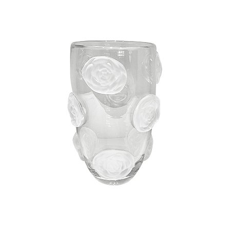 VASO MURANO C\ DETALHE EM FLORES TRANSPARENTE MURANO 28.5CM