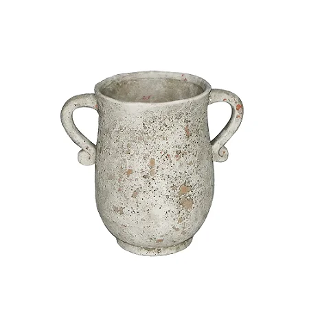 VASO DECORATIVO EM CERAMICA BRANCO RUSTICO - 26,5cm