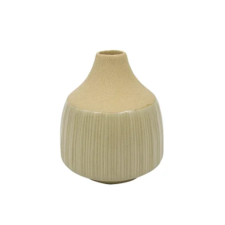 VASO DECORATIVO CERAMICA VERDE E BEGE 11,9CM