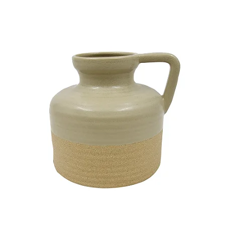 VASO DECORATIVO CERAMICA VERDE E BEGE 12,4CM