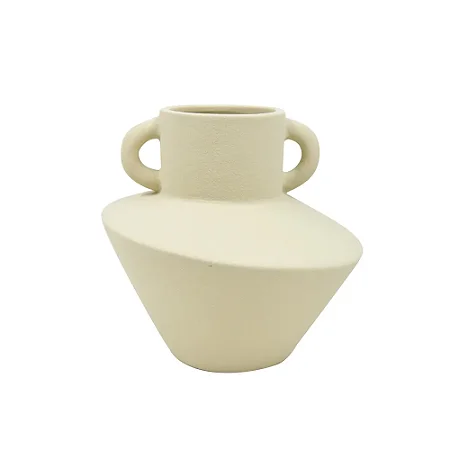 VASO DECORATIVO CERAMICA VERDE COM ALÇA - 18CM