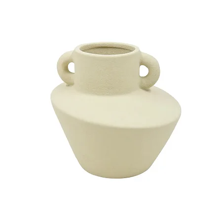 VASO DECORATIVO CERAMICA VERDE COM ALÇA - 12CM