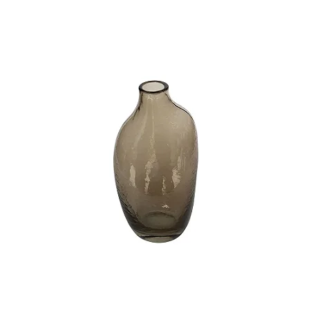 VASO DE VIDRO ORGANICO MARROM DECORATIVO - 21CM