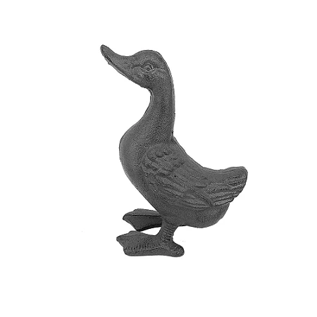 ESCULTURA DECORATIVA PATO EM FERRO PRETO 22CM