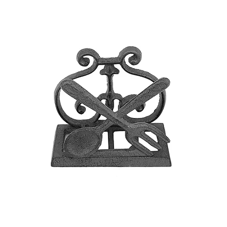PECA DECORATIVA GARFO E COLHER EM FERRO PRETO 11,3CM