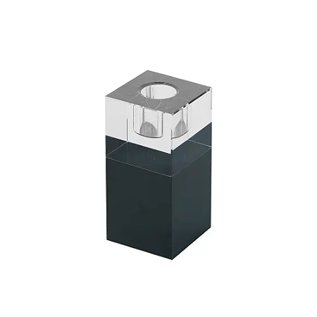 CASTICAL DECORATIVO EM CRISTAL TRANSPARENTE E PRETO - 10CM