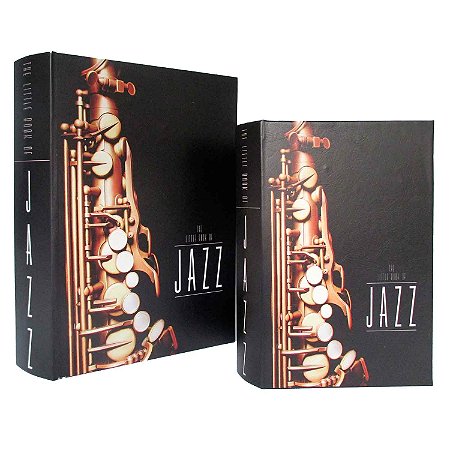 CJ. DE CAIXAS LIVRO DECORATIVO DE MADEIRA JAZZ - 2PS