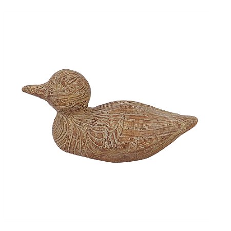 ESCULTURA PATO DECORATIVO EM RESINA MARROM - 10,5x20cm