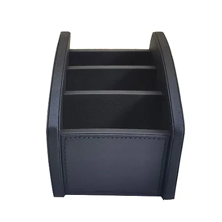 PORTA CONTROLE REMOTO EM COURO SINTETICO PRETO 3 DIVISORIAS