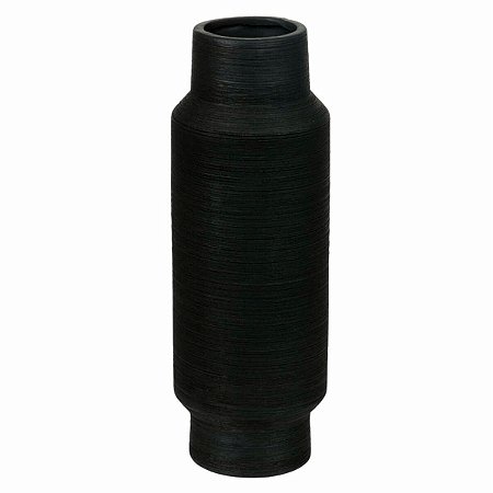 VASO DECORATIVO CERAMICA PRETO 30,5CMX11CM FLORARTE