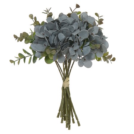 BUQUE HORTENSIA PERMANENTE RAMALH C/FITA  AZUL OUTONO 26CM