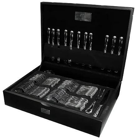 Estojo para Faqueiro em Madeira Fracalanza 130 pecas Preta