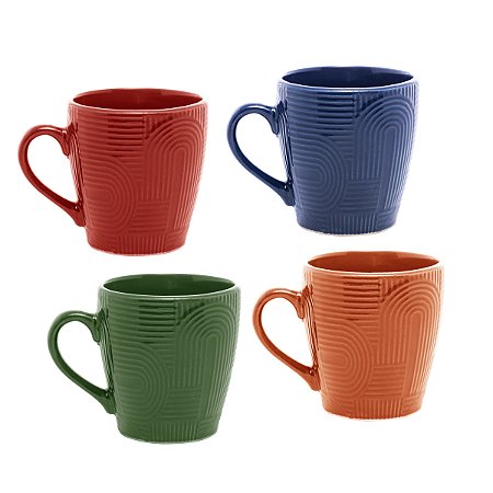 CONJ 04 CANECAS DE CERAMICA COLORIDA FRANKFURT 295ML WOLFF