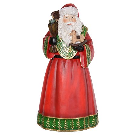 ESCULTURA NATAL PAPAI NOEL RESINA VERMELHO 38CM FLORARTE