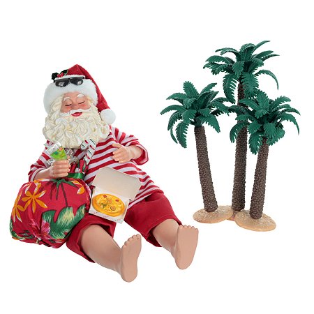 ESCULTURA PAPAI NOEL PRAIA RESINA E PLASTICO 20CM FLORARTE