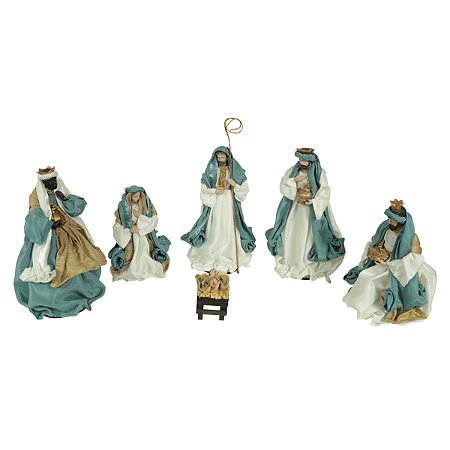 PRESEPIO NATALINO EM RESINA COM 6 PÇS 30CM FLORARTE
