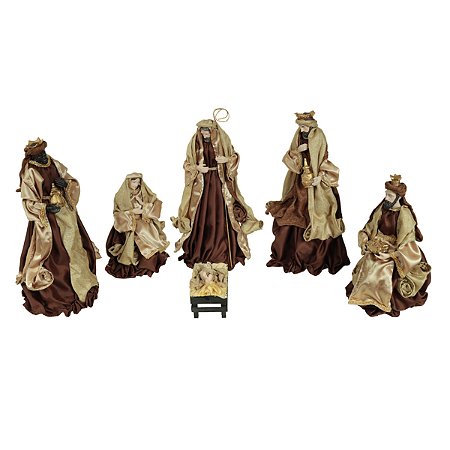 PRESEPIO NATALINO EM RESINA NATAL COM 6 PÇS MARROM 40CM