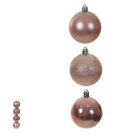 BOLA ROSA CLARO MISTAS NO TUBO C/4 UND 10CM FLORARTE