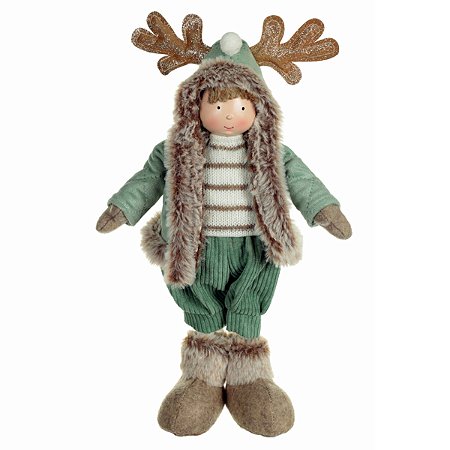 BONECO NATAL MENINO C CHAPEU EM PE VERD E MAR 34CM FLORARTE