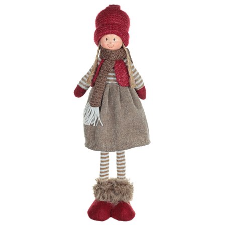 BONECO NATAL MENINA SUZI EM PE MAR E VERM 45CM FLORARTE