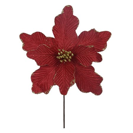 BICO PAPAGAIO AVELUDADO C/ GLITTER VERMELHO DOURADO 30CM
