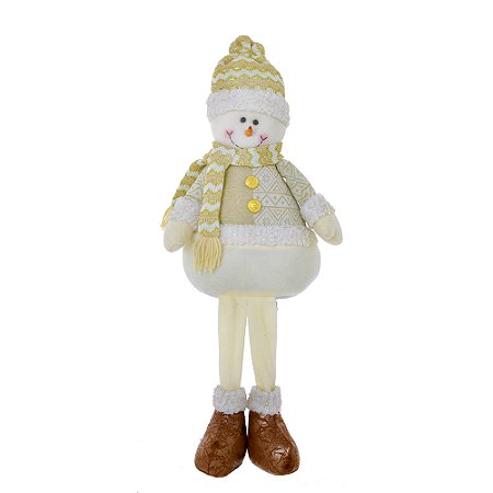 BONECO DE NEVE DECOR EM PE DOURADO E BRANCO - 57CM