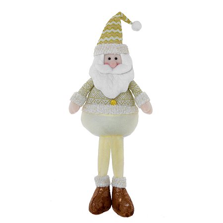 PAPAI NOEL DECORATIVO EM PE DOURADO E BRANCO - 61cm