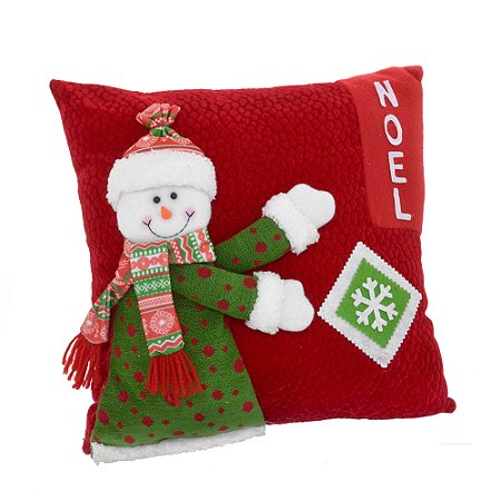 ALMOFADA NATALINA DECORATIVA BONECO DE NEVE - 35x35cm